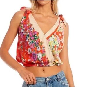 Free People Tied To You Floral Printed Tie Strap Tank Top